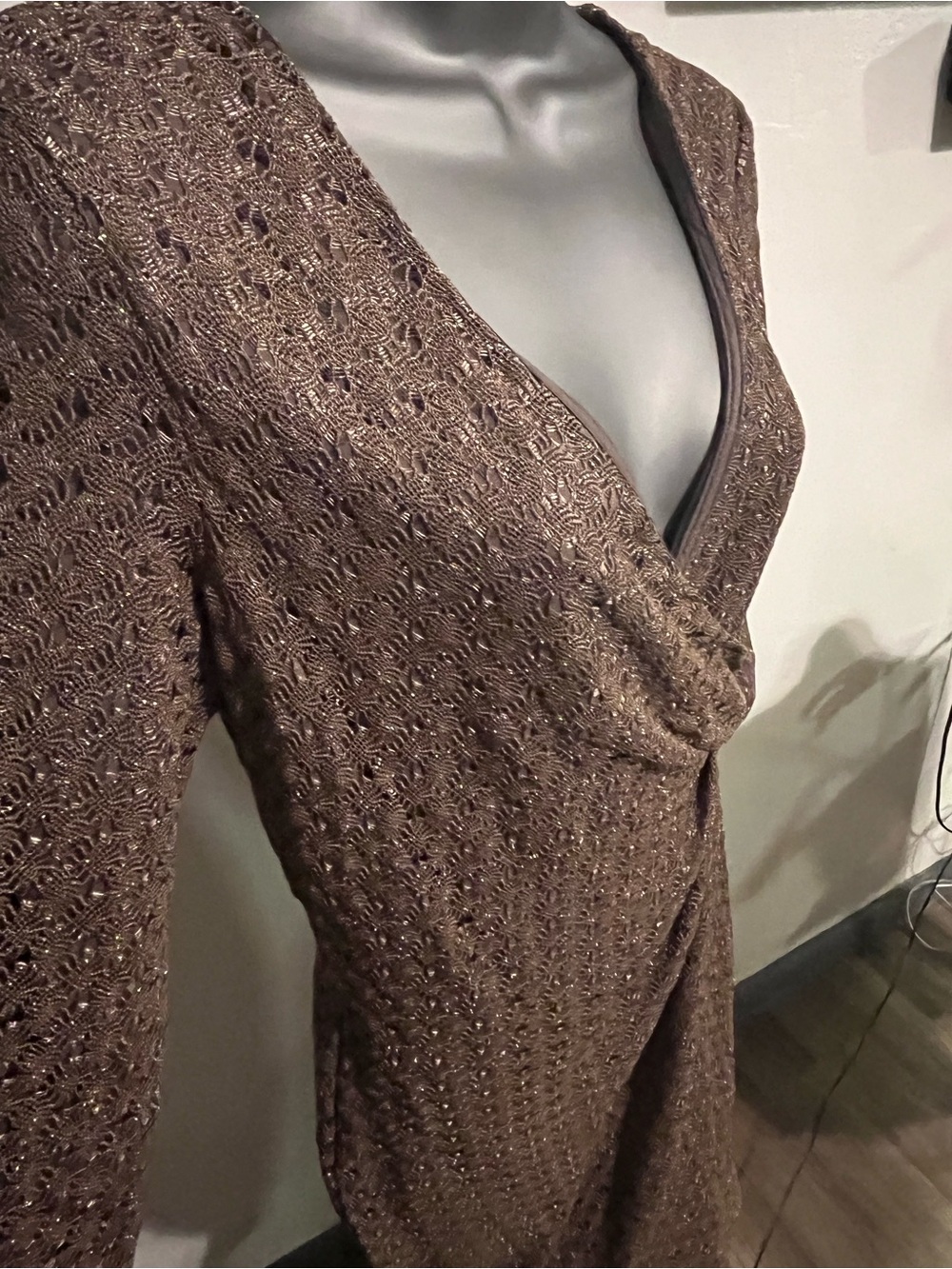 Jones New York Brown Midi Dress with Textured Knit